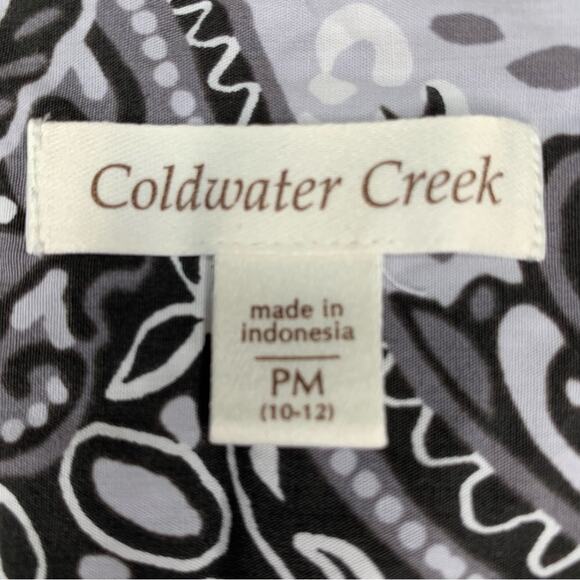 Coldwater Creek Blouse Button Down Long Sleeves Black and Gray Size PM - Picture 9 of 11